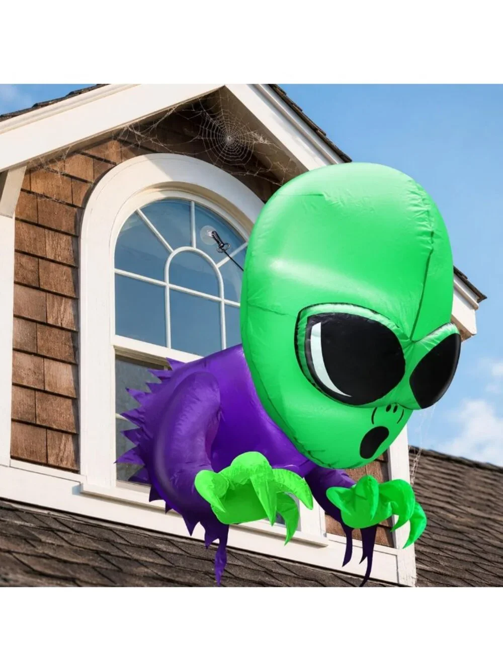 3.5 Ft Scary Alien Halloween Inflatable Decoration with LEDs for Yard & Party